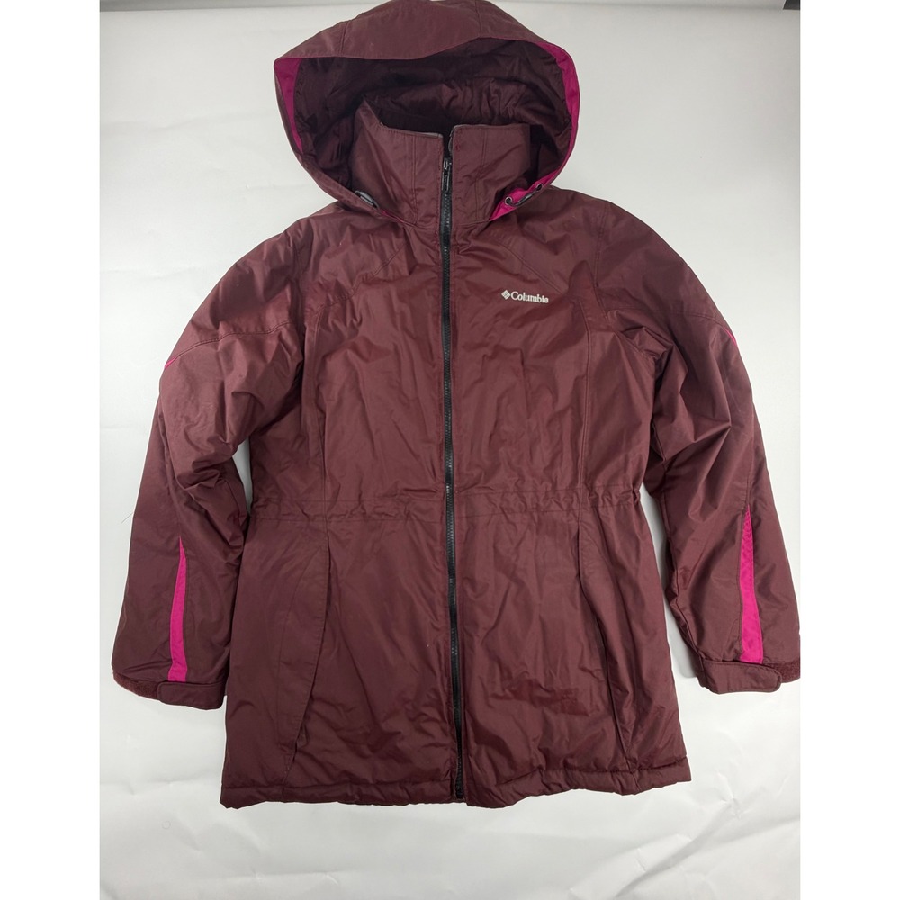Columbia Womens Burgundy Pink Hooded Insulated Winter Parka Jacket Size M SL5463